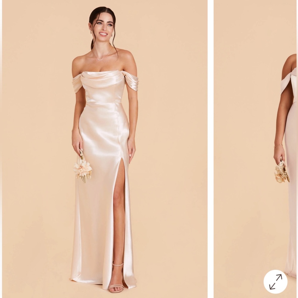 Birdy Grey Strapless Satin Cream Gown